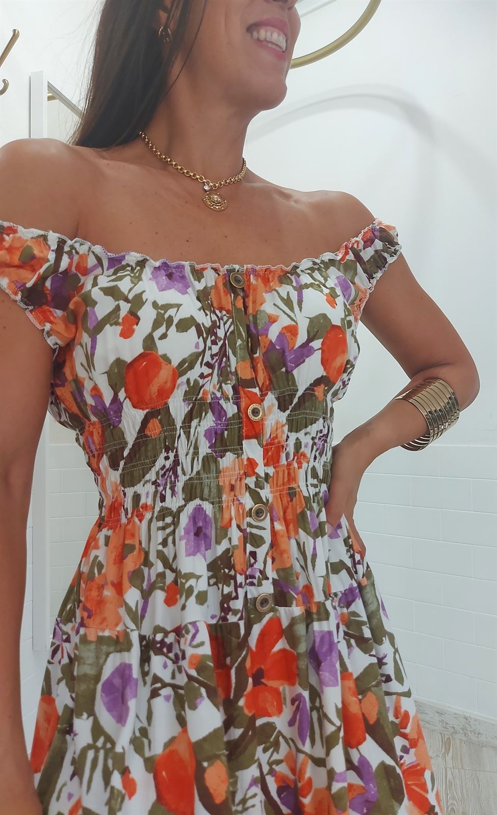 VESTIDO TROPICO NARANJA - Imagen 2