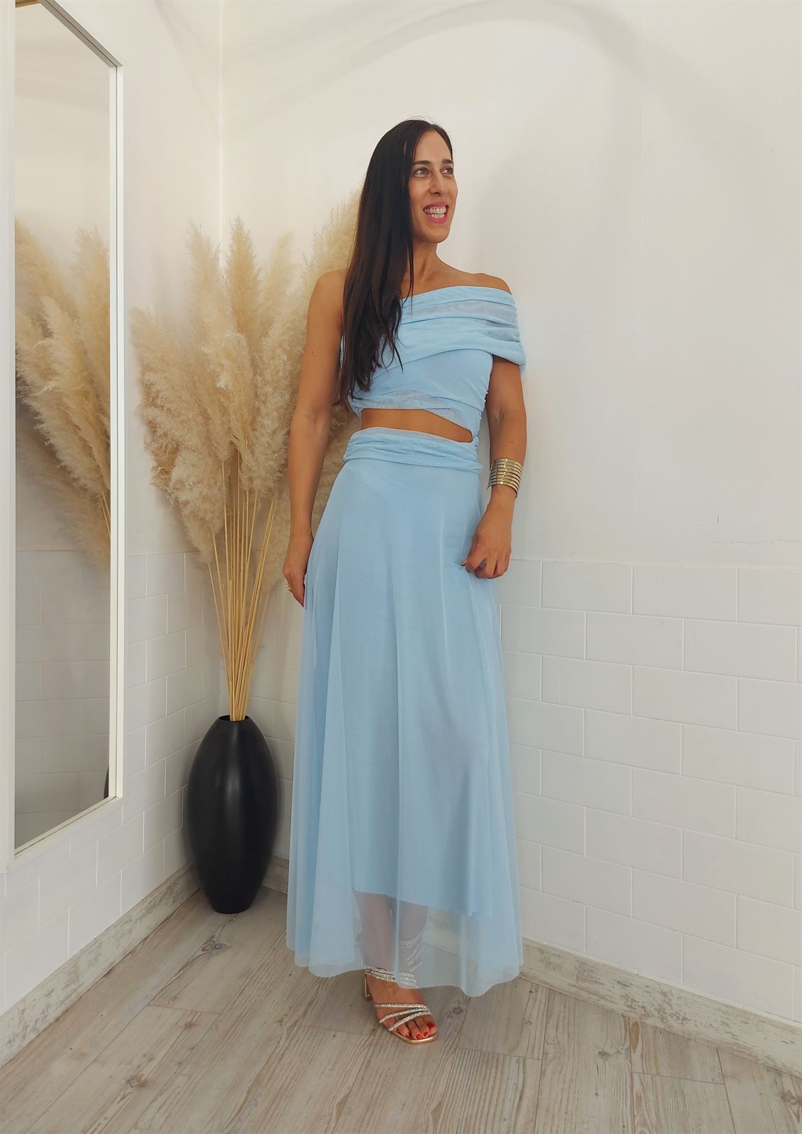 VESTIDO TUL CELESTE - Imagen 1