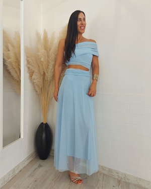 VESTIDO TUL CELESTE - Imagen 1