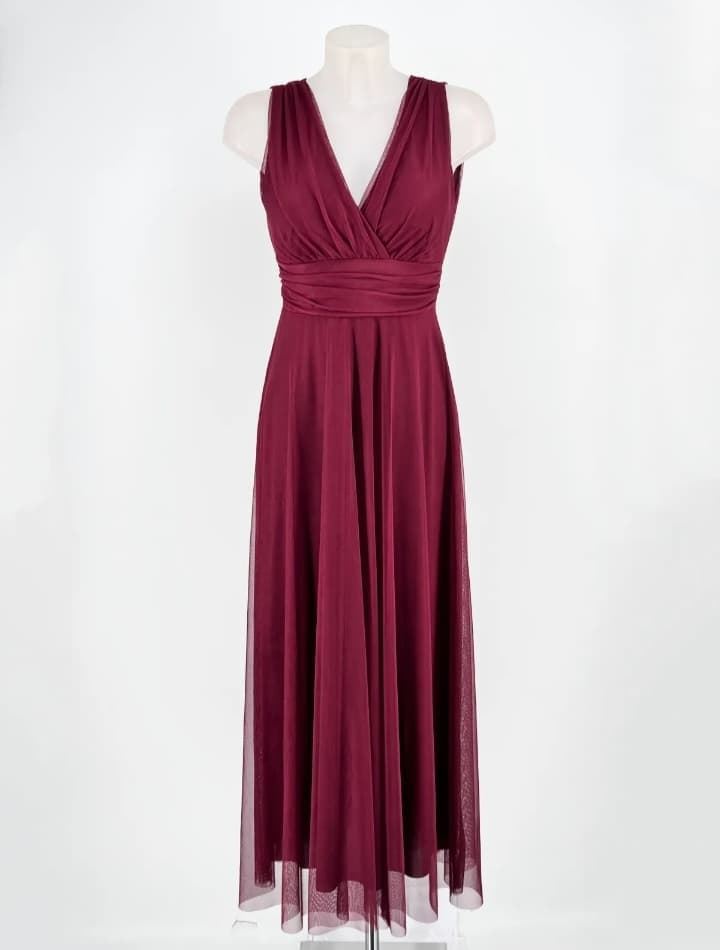 VESTIDO TUL LAZO BURDEOS CON FULAR - Imagen 2