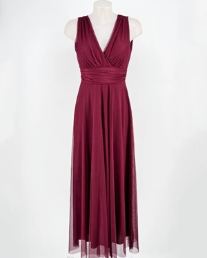 VESTIDO TUL LAZO BURDEOS CON FULAR - Imagen 2