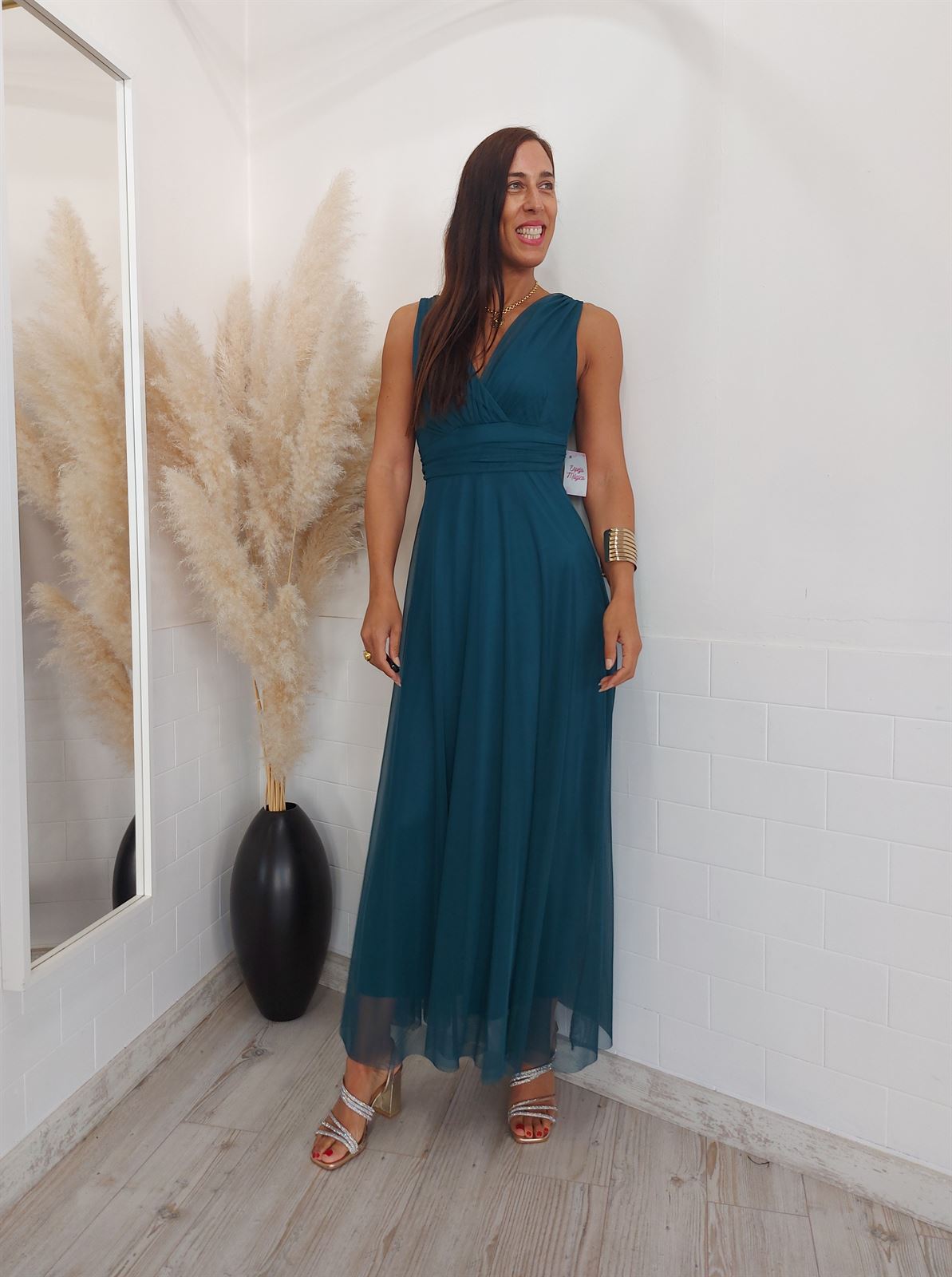VESTIDO TUL LAZO PETROLEO - Imagen 2