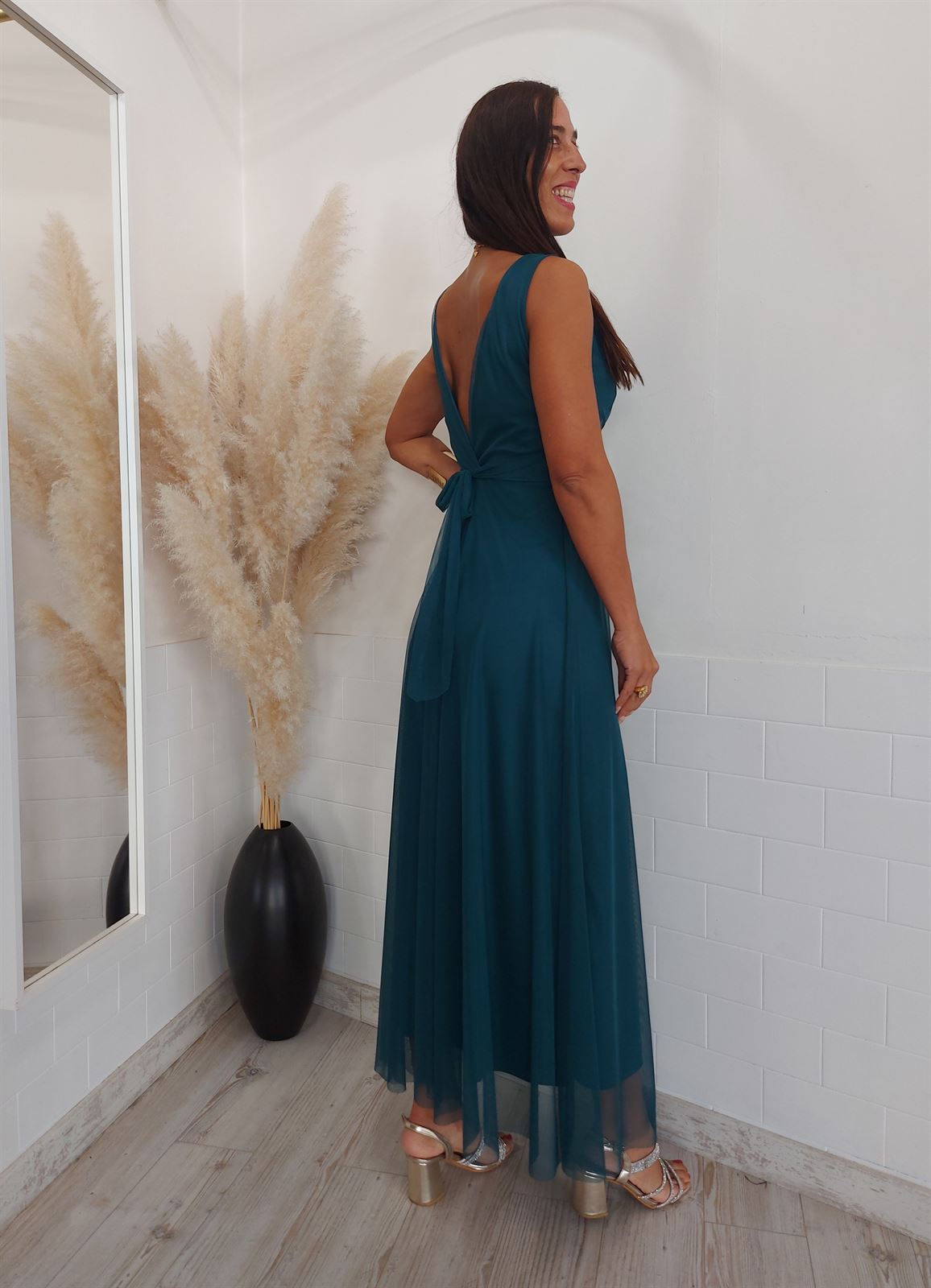 VESTIDO TUL LAZO PETROLEO - Imagen 3