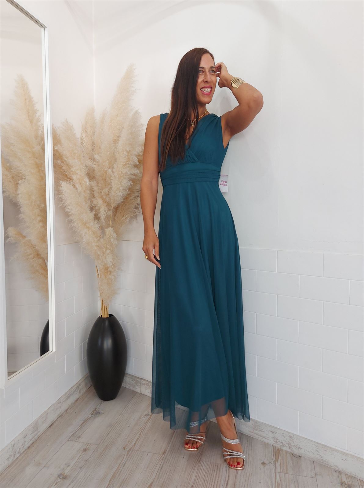 VESTIDO TUL LAZO PETROLEO - Imagen 6