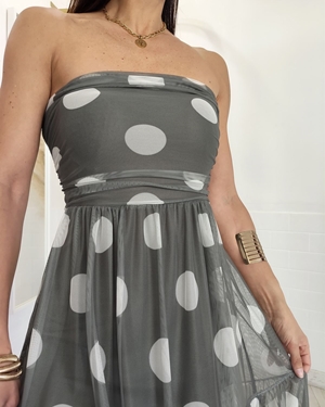 VESTIDO TUL LUNARES VERDE - Imagen 2