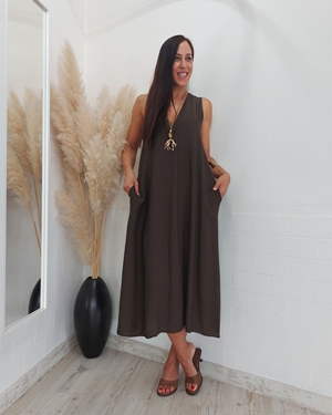 VESTIDO TUNEZ CHOCOLATE - Imagen 1