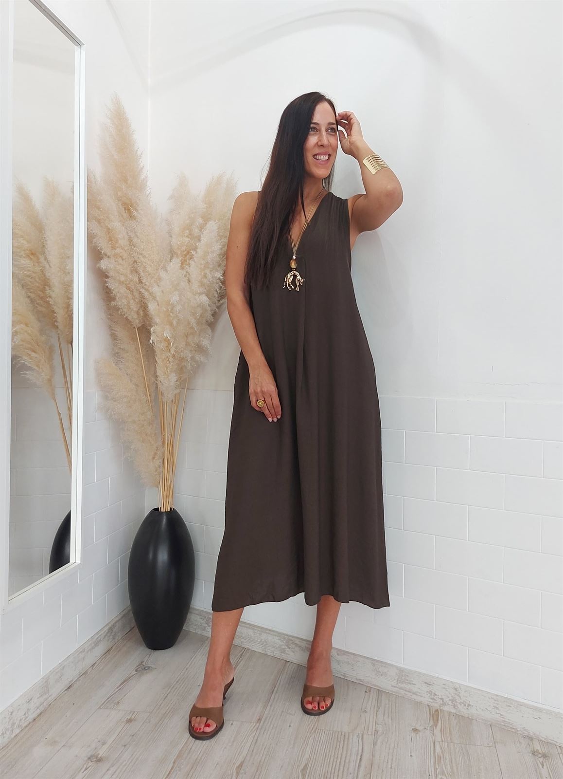 VESTIDO TUNEZ CHOCOLATE - Imagen 3