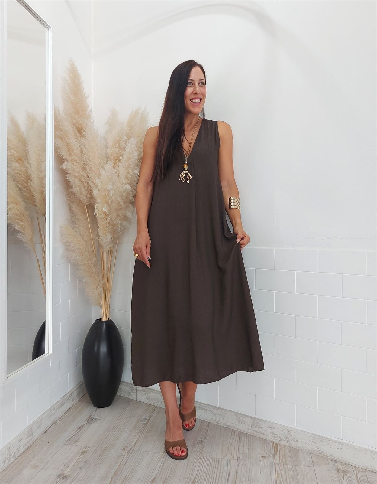 VESTIDO TUNEZ CHOCOLATE - Imagen 4