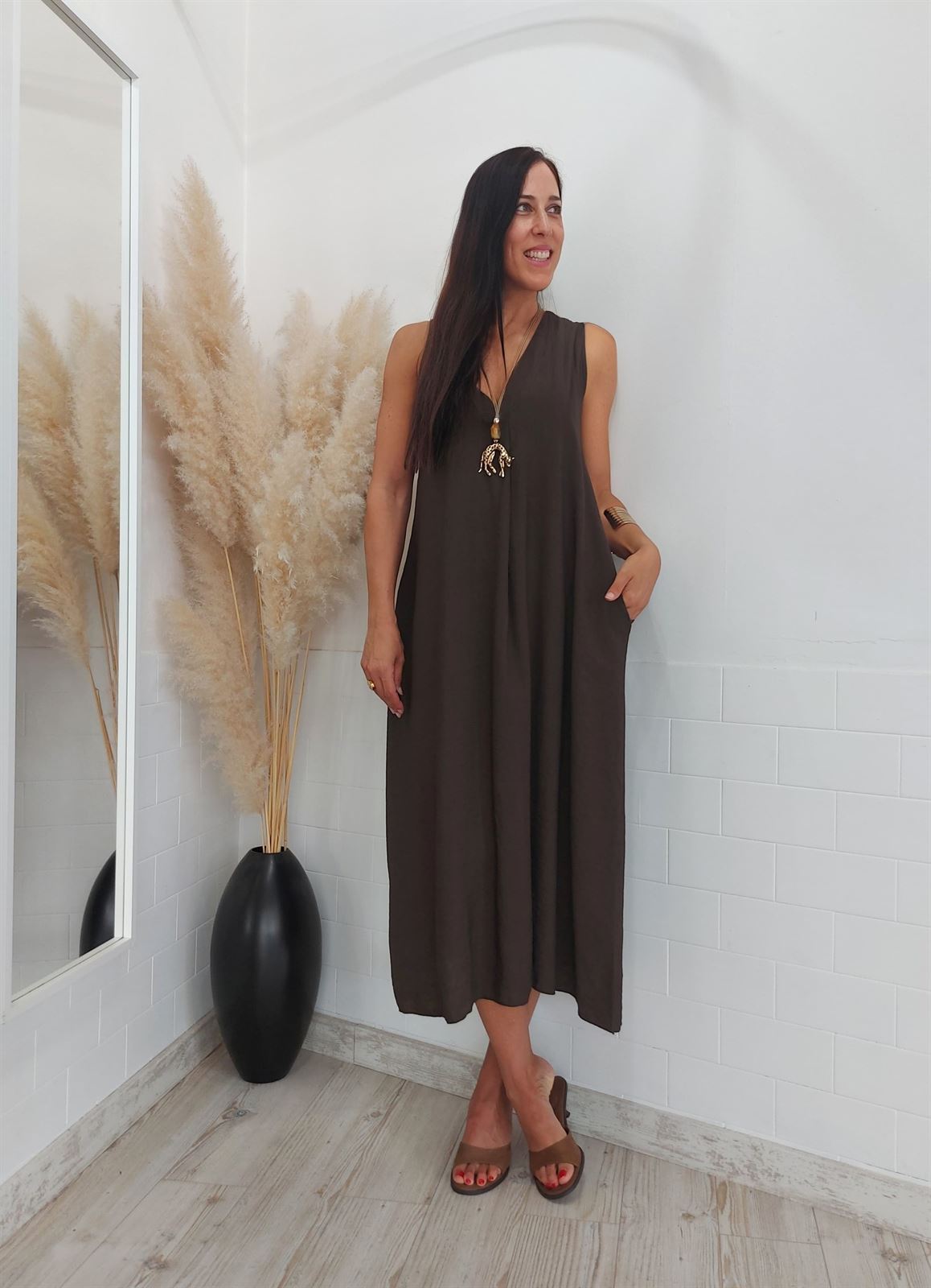 VESTIDO TUNEZ CHOCOLATE - Imagen 5