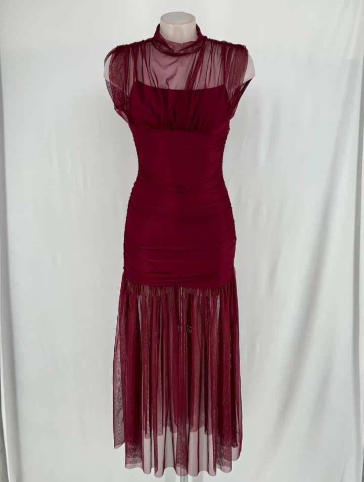 VESTIDO UXIA BURDEOS - Imagen 1