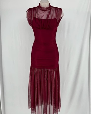 VESTIDO UXIA BURDEOS - Imagen 1